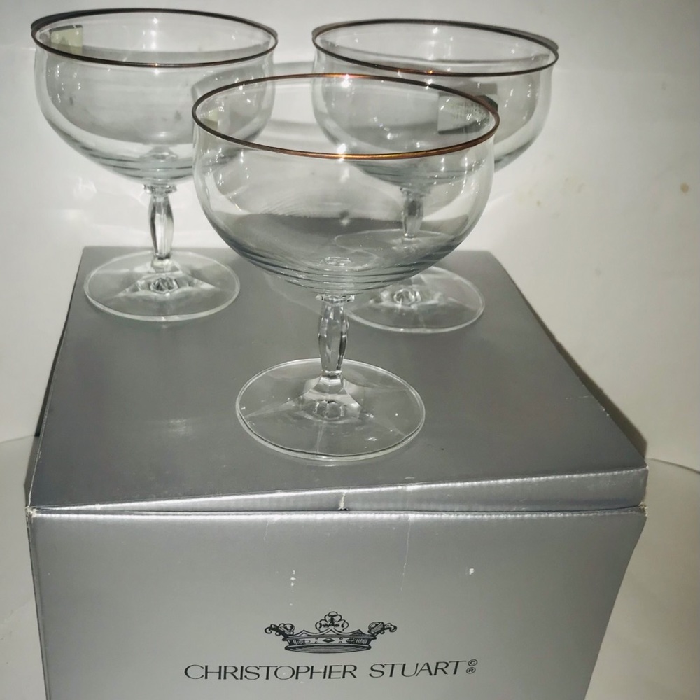 New Chtistopher Stuart Talia Gold Dessert Glasses